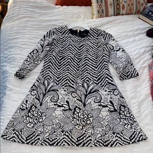 Black & White Print A-line Dress